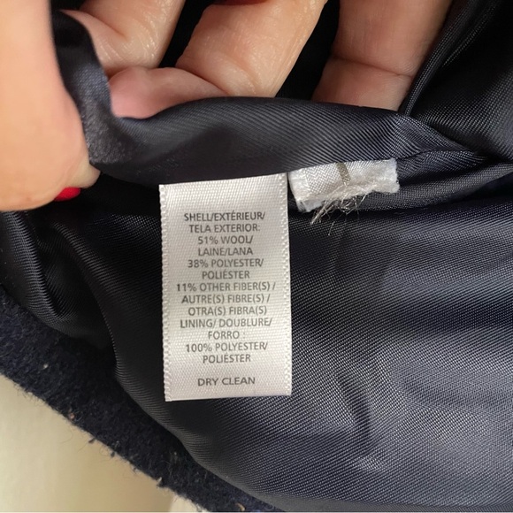 Loft Navy Confetti Wool Blend Single Button Ladies Blazer Size 14 - Picture 11 of 11